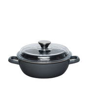 Schmorpfanne hoch Glasdeckel 20 cm Grau