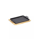 Grillplatte Eckig mit Holzbrett - 32 x 22 x 3.5 cm