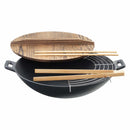 Wok Gusseisen mit Holzdeckel ø 35 cm