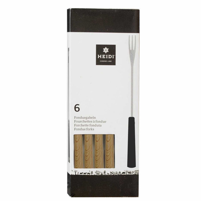 Fonduegabeln Kunstoff Holzoptik | 6 Stück - Zubehör - Heidi