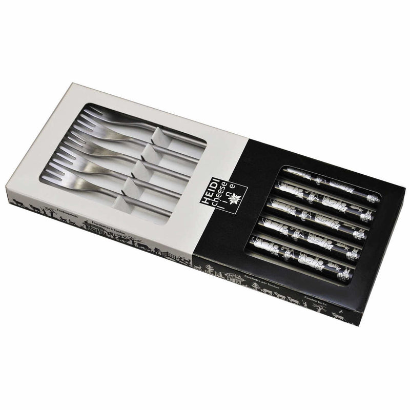 Fonduegabeln Alpenmuster silver | 6 Stück - Zubehör - Heidi