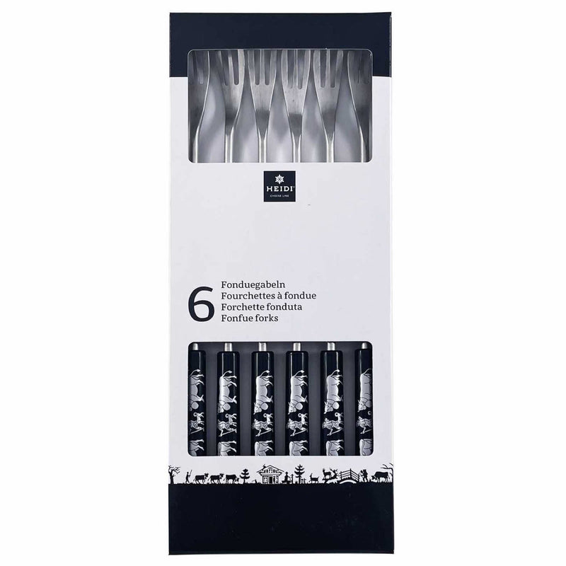 Fonduegabeln Alpenmuster silver | 6 Stück - Zubehör - Heidi
