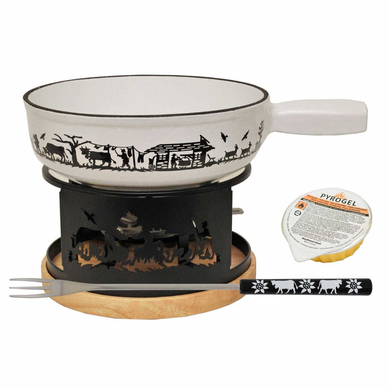 ALPES Fondue-Set weiss - 9 teilig - Zubehör - Heidi