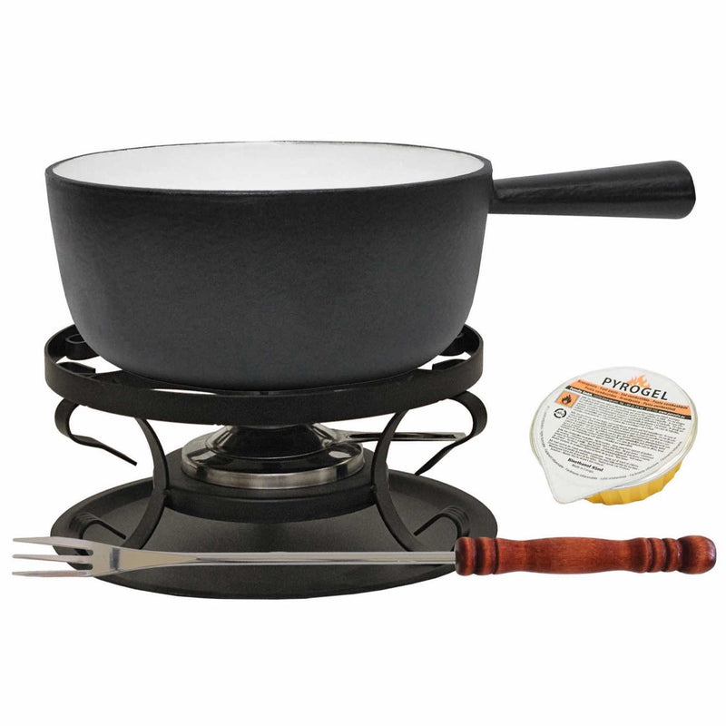 RUSTIC Fondue-Set schwarz - 9 teilig - Zubehör - Heidi