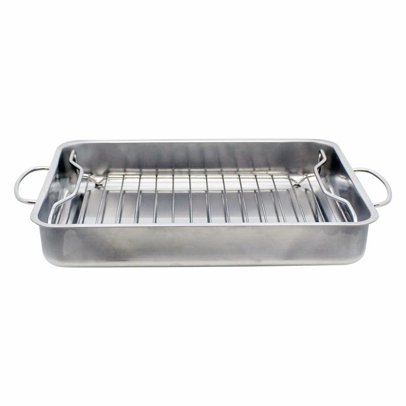 Grillbräter Inox mit Einsatzgitter | 40 x 32 x 6.5 cm - Zubehör - ELO Basic