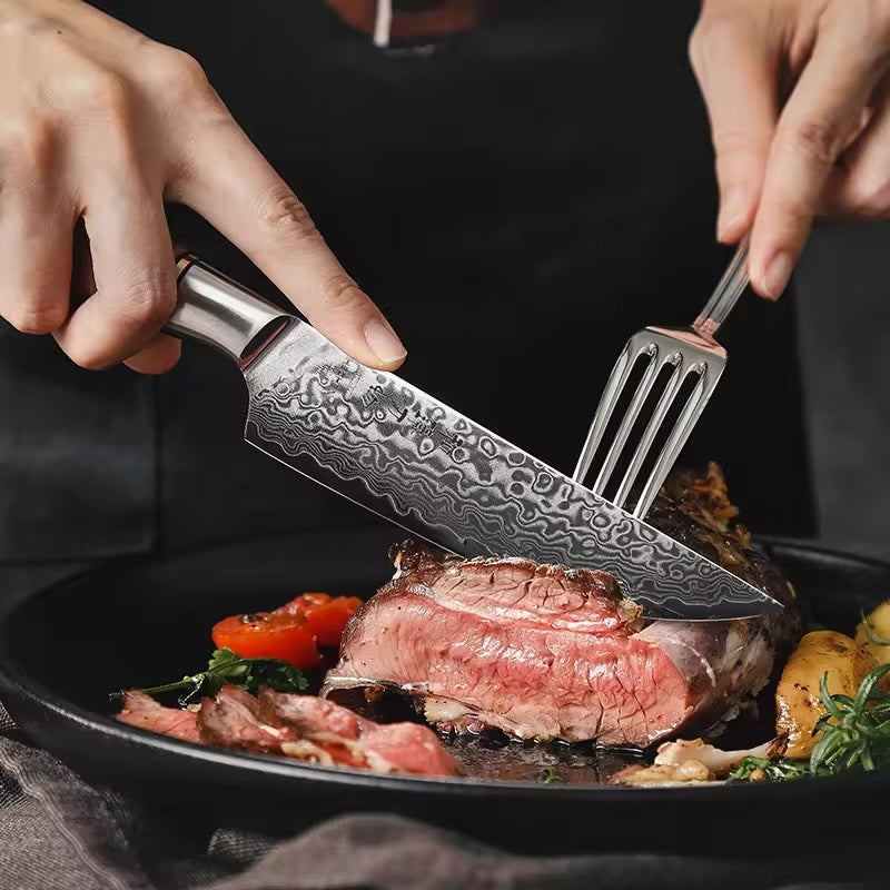 Damast Steakmesser | Griff aus Bergahorn - Zubehör - HEZHEN