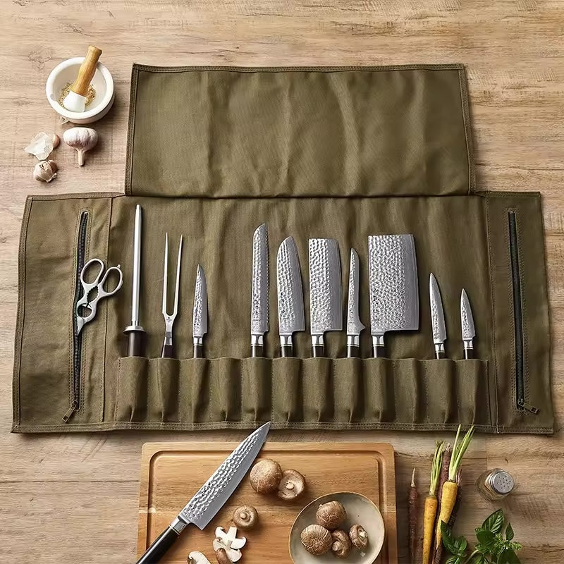 Messer Tasche grün | für bis zu 12 Messer - Zubehör - XINZUO