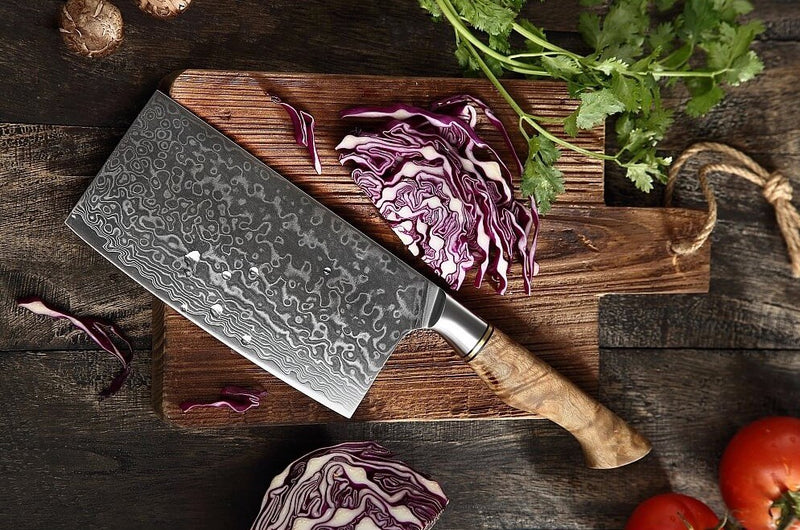 Damast Kochmesser | Griff aus Bergahorn - Zubehör - HEZHEN