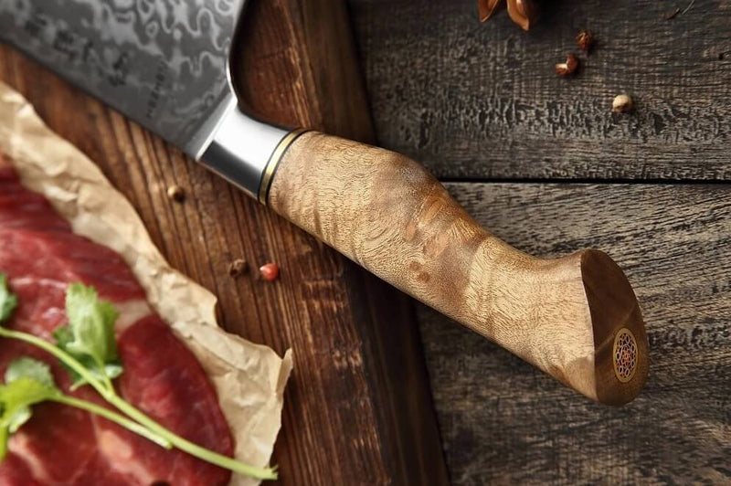 Damast Kochmesser | Griff aus Bergahorn - Zubehör - HEZHEN