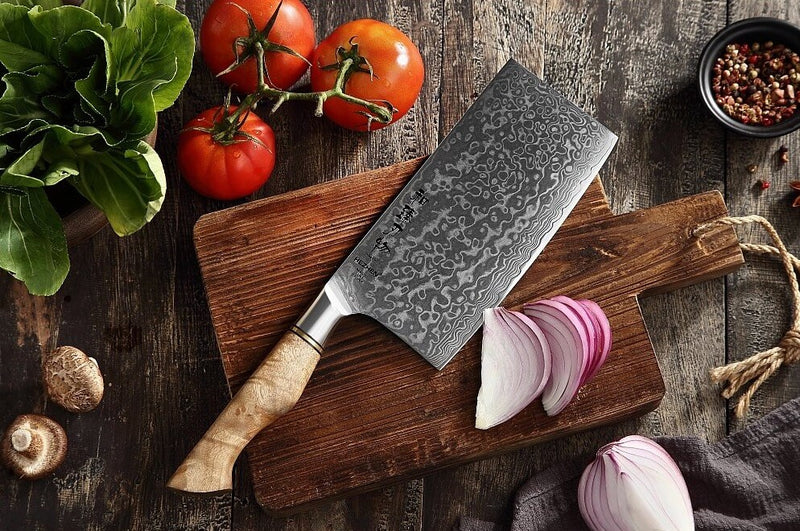 Damast Kochmesser | Griff aus Bergahorn - Zubehör - HEZHEN