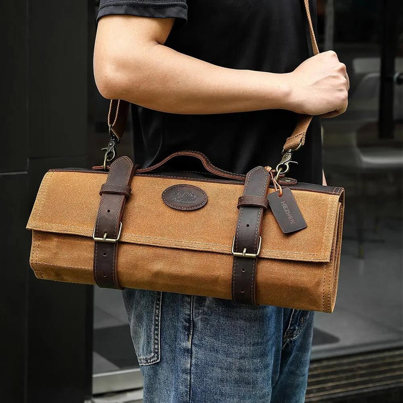 Messer Tasche hellbraun | für bis zu 12 Messer - Zubehör - HEZHEN