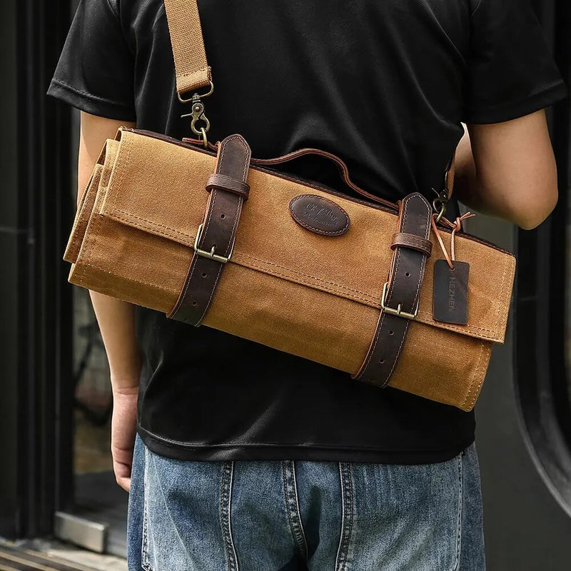 Messer Tasche hellbraun | für bis zu 12 Messer - Zubehör - HEZHEN