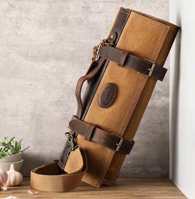 Messer Tasche hellbraun | für bis zu 12 Messer - Zubehör - HEZHEN