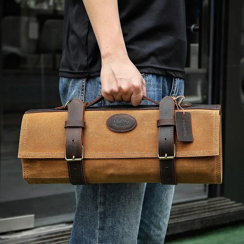 Messer Tasche hellbraun | für bis zu 12 Messer - Zubehör - HEZHEN