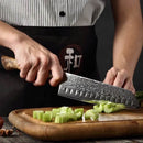Damast Santoku | Griff aus Bergahorn - Zubehör - HEZHEN