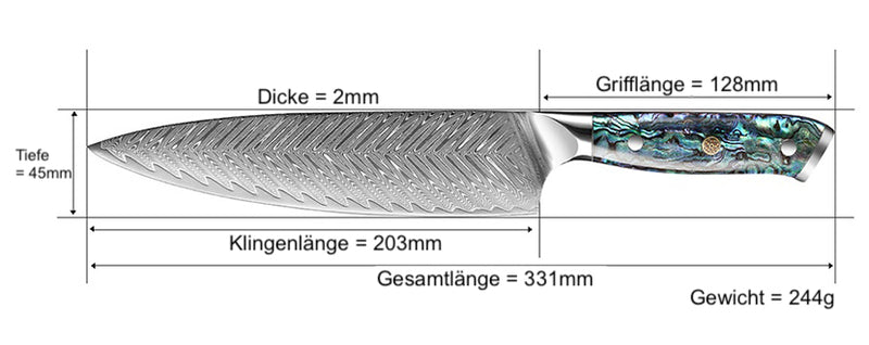 Damast Chefmesser | Pearl-Line - Zubehör - Ironwood