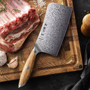 Damast Hackmesser | Griff aus Olivenholz - Zubehör - HEZHEN