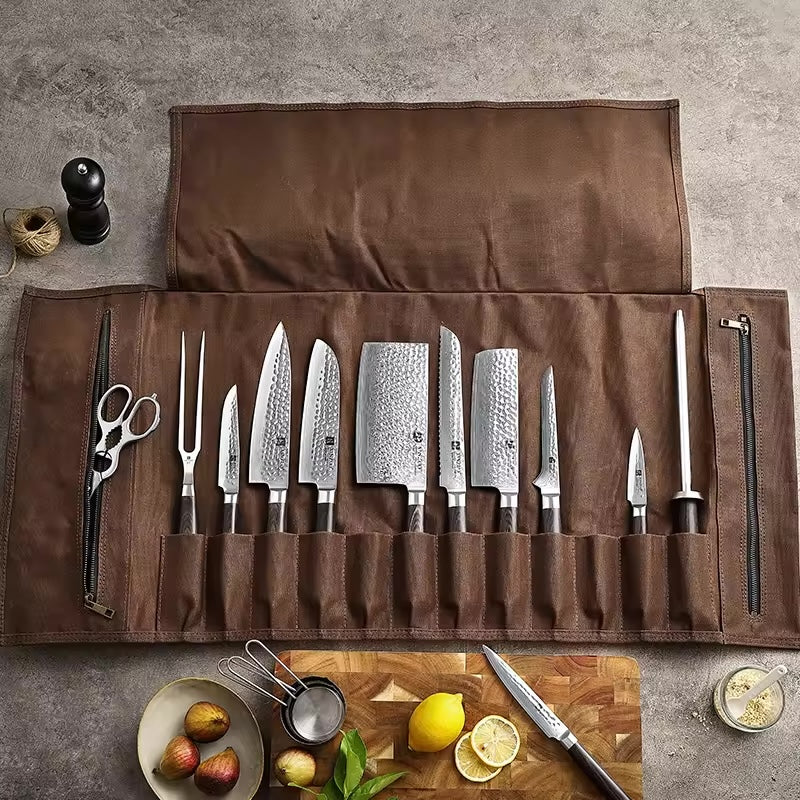 Messer Tasche braun | für bis zu 12 Messer - Zubehör - XINZUO