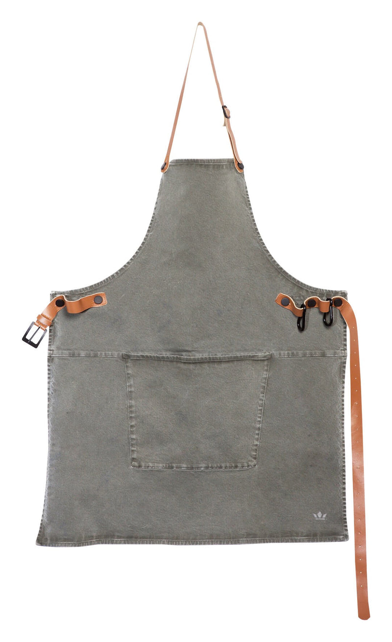 Schürze BBQ Canvas grau/grün - One Size - Zubehör - DutchDeluxes